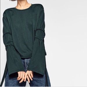 Zara evergreen bell sleeve top